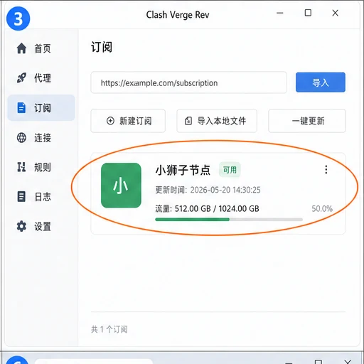 Clash Verge Rev 订阅导入成功