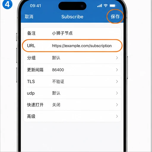 Shadowrocket 订阅 URL 表单