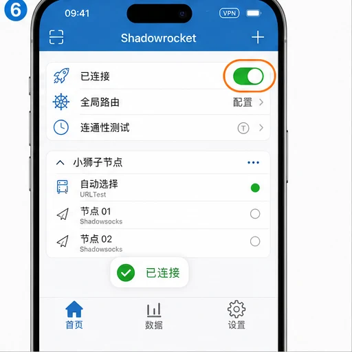 Shadowrocket iPhone 已连接界面重制图