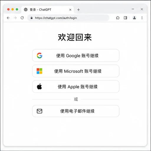 ChatGPT 网页版登录方式选择页